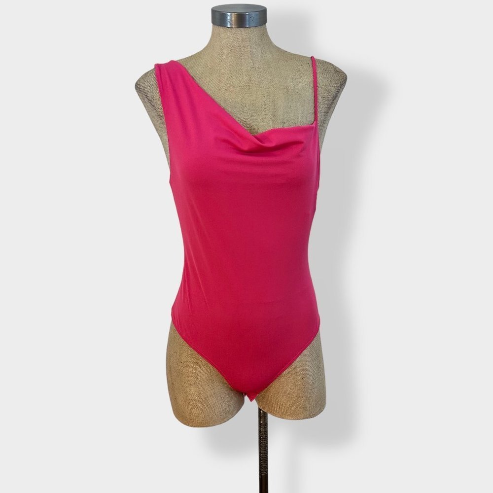 21‎ Saints Hot Pink One Shoulder Bodysuit L